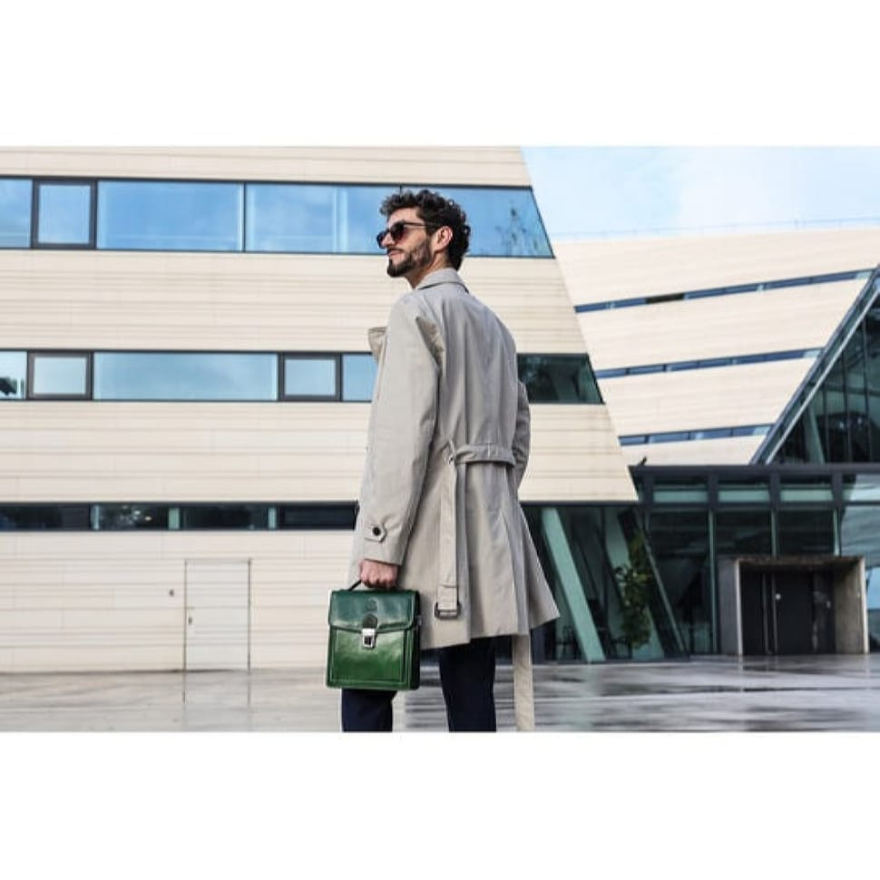 Маленький шкіряний портфель барсетка - Walden - зелений Time Resistance 5229501