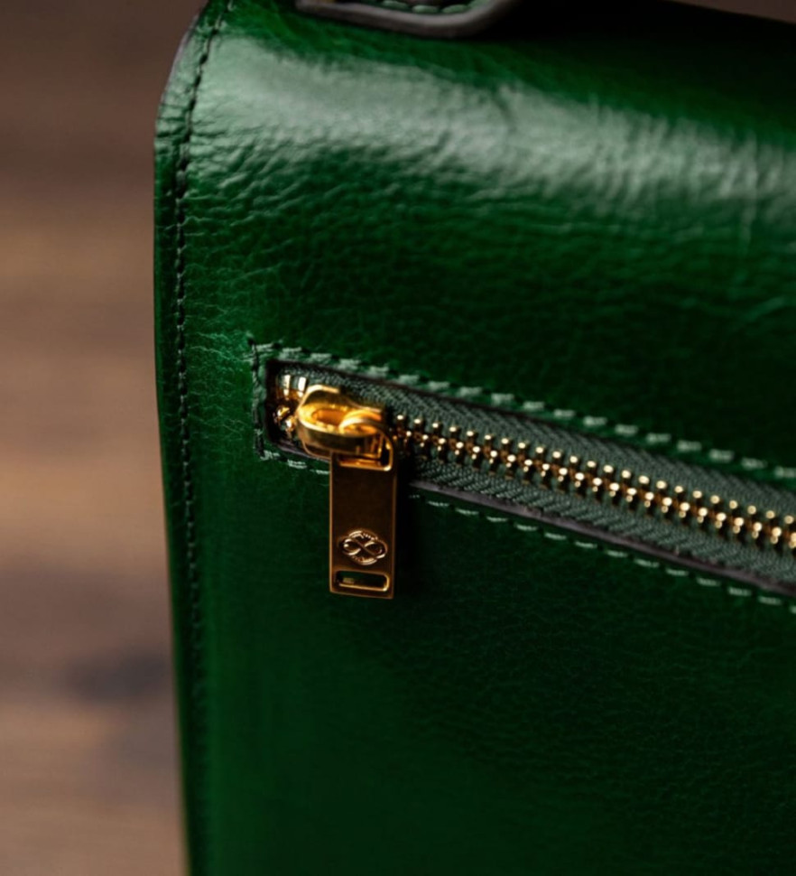 Маленький шкіряний портфель барсетка - Walden - зелений Time Resistance 5229501