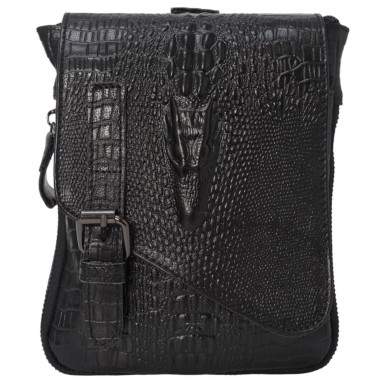 Мужская кожаная сумка через плечо BUFFALO BAGS M8000A черный кроко