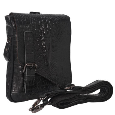 Мужская кожаная сумка через плечо BUFFALO BAGS M8000A черный кроко