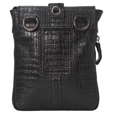 Мужская кожаная сумка через плечо BUFFALO BAGS M8000A черный кроко