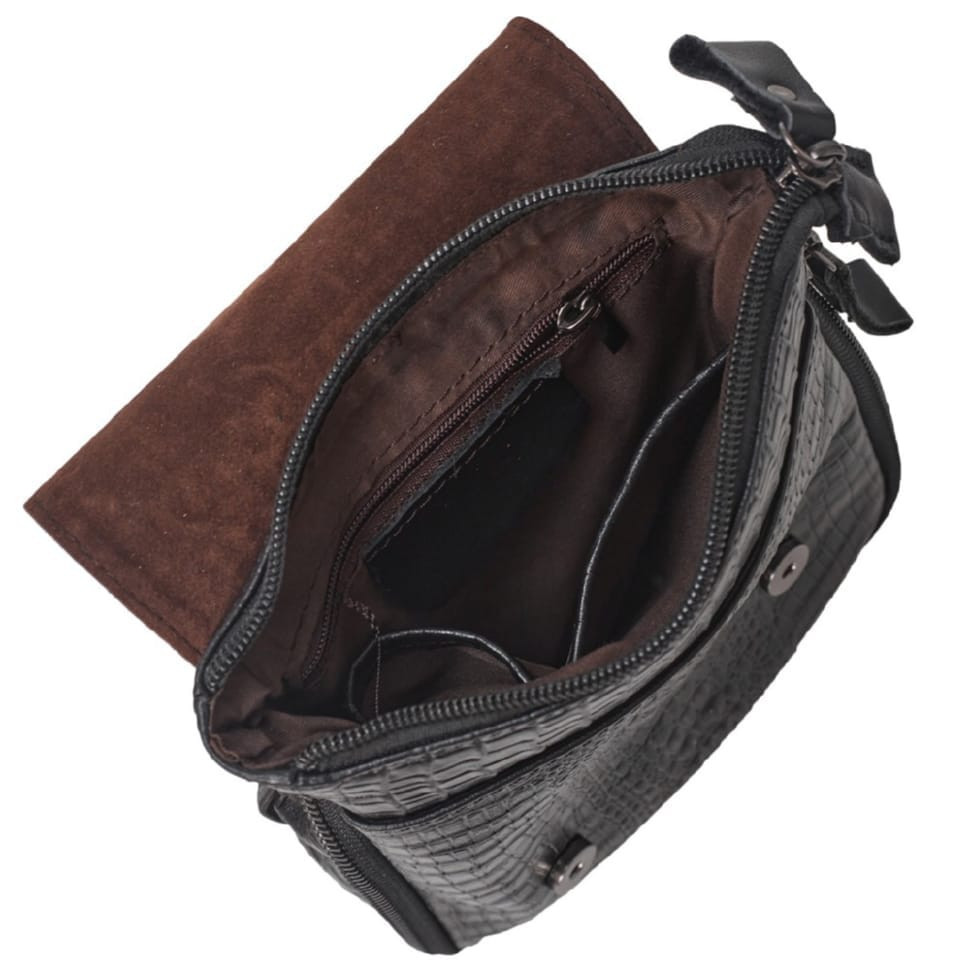 Чоловічі шкіряні сумки через плече BUFFALO BAGS M8000A чорний кроко