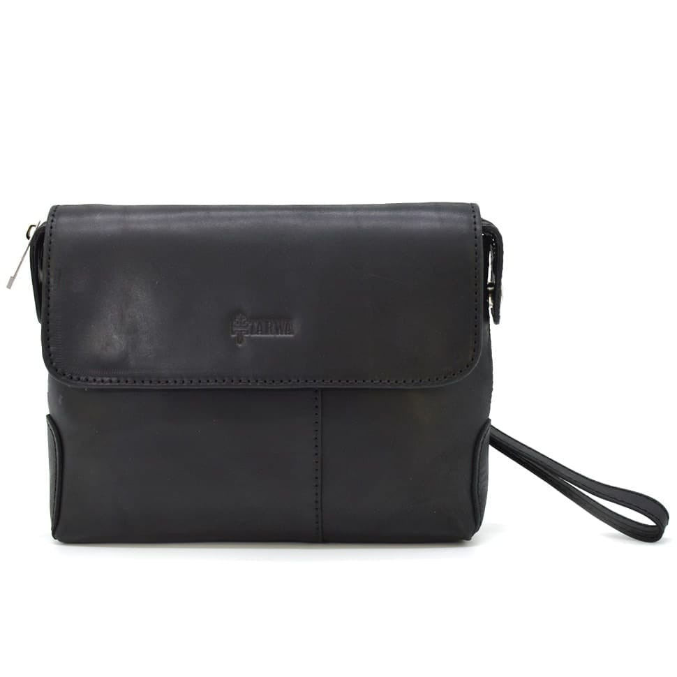 Mens leather clutch bag purse with a loop TARWA RA-0060-4lx horse leather