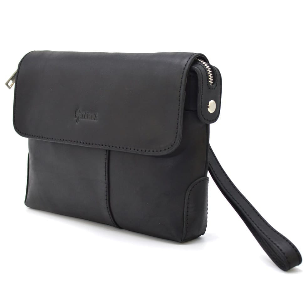 Mens leather clutch bag purse with a loop TARWA RA-0060-4lx horse leather