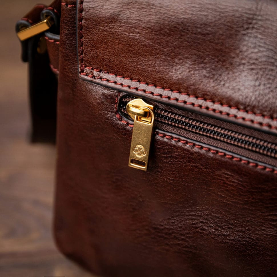 Шкіряна сумка месенджер Time Resistance 5243601 A Room with a View коричнева