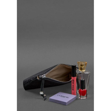 Women's leather cosmetic bag black