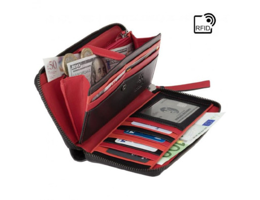 Жіночий шкіряний гаманець Visconti BR76 Black Cherry