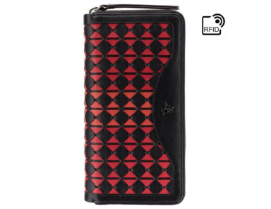 Womens leather wallet with a zipper Visconti BR76 Black Cherry
