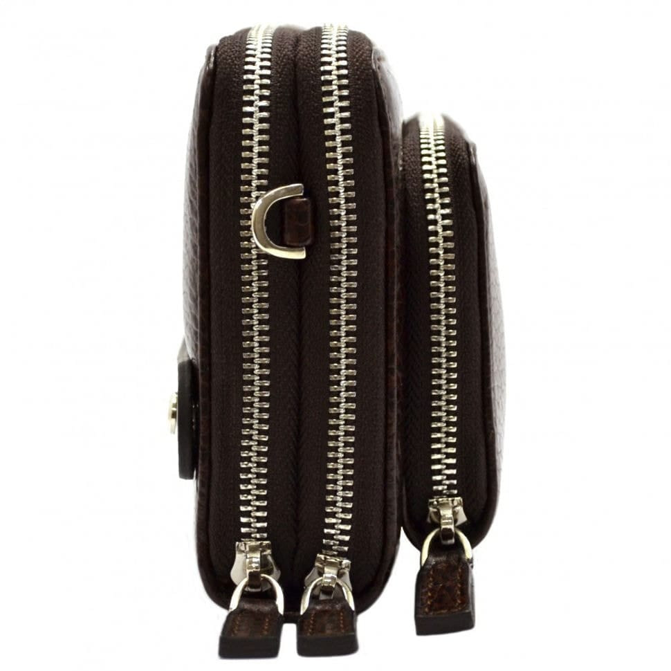 Барсетка кистьова шкіряна DESISAN 252-019 коричневий флотар