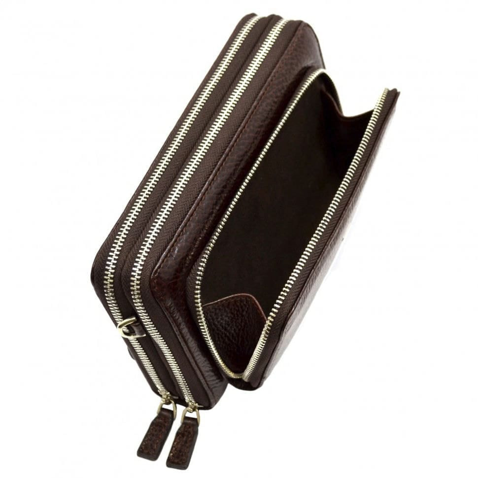 Барсетка кистьова шкіряна DESISAN 252-019 коричневий флотар