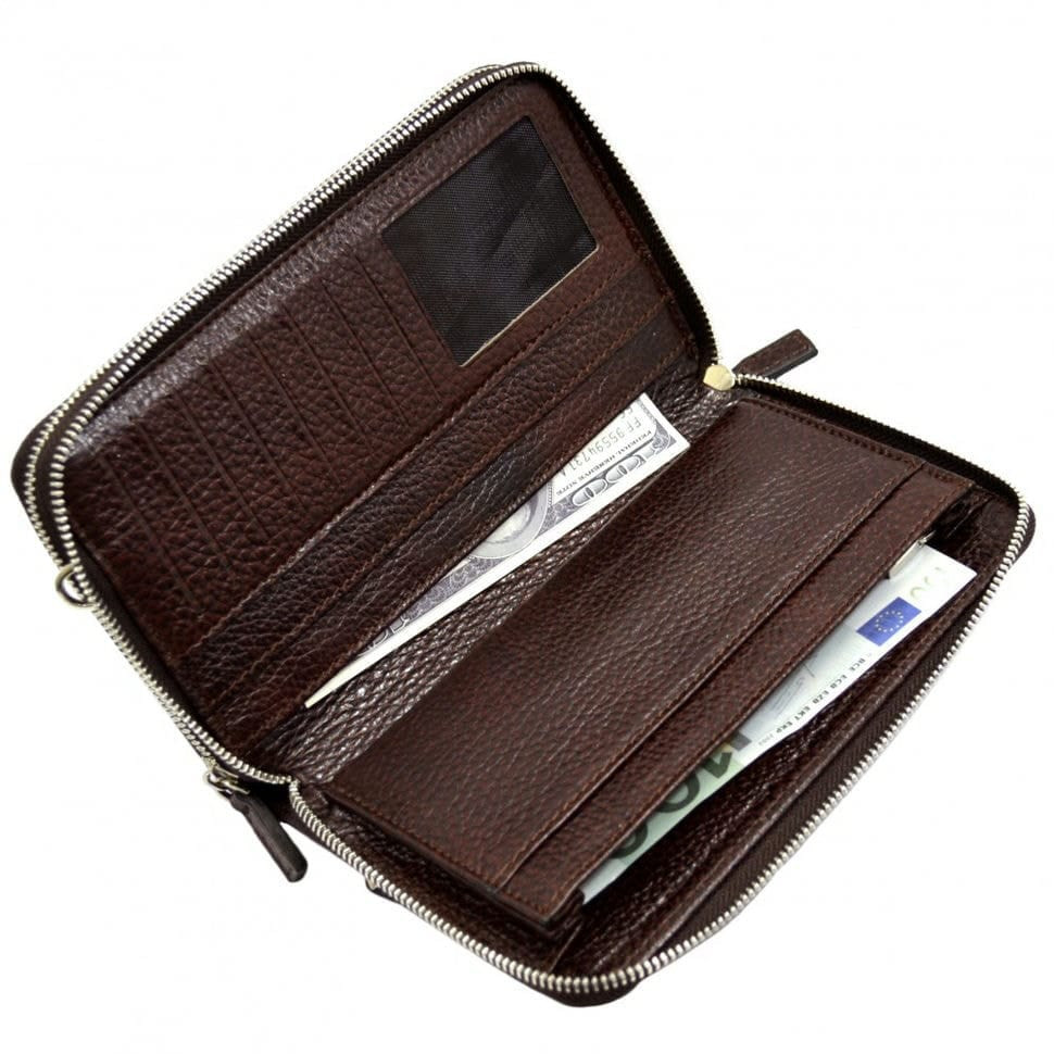 Барсетка кистьова шкіряна DESISAN 252-019 коричневий флотар