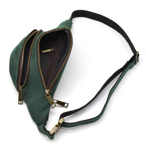 Поясна сумка бананка зелена шкіряна RE-30351-3md TARWA