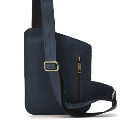 Leather chest bag, horse leather sling backpack TARWA RK-235-3md