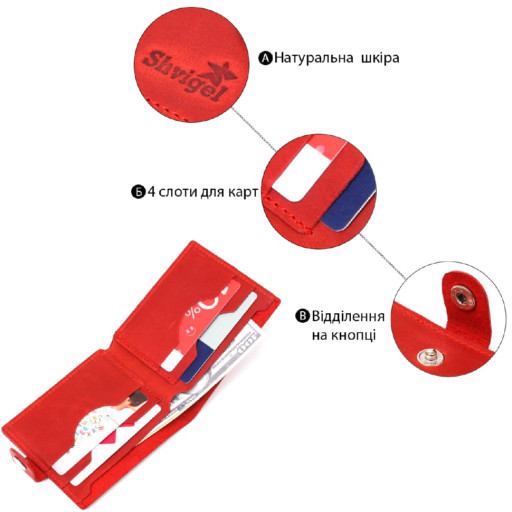 Жіночий трендовий гаманець із натуральної шкіри ST Leather 22555 Червоний