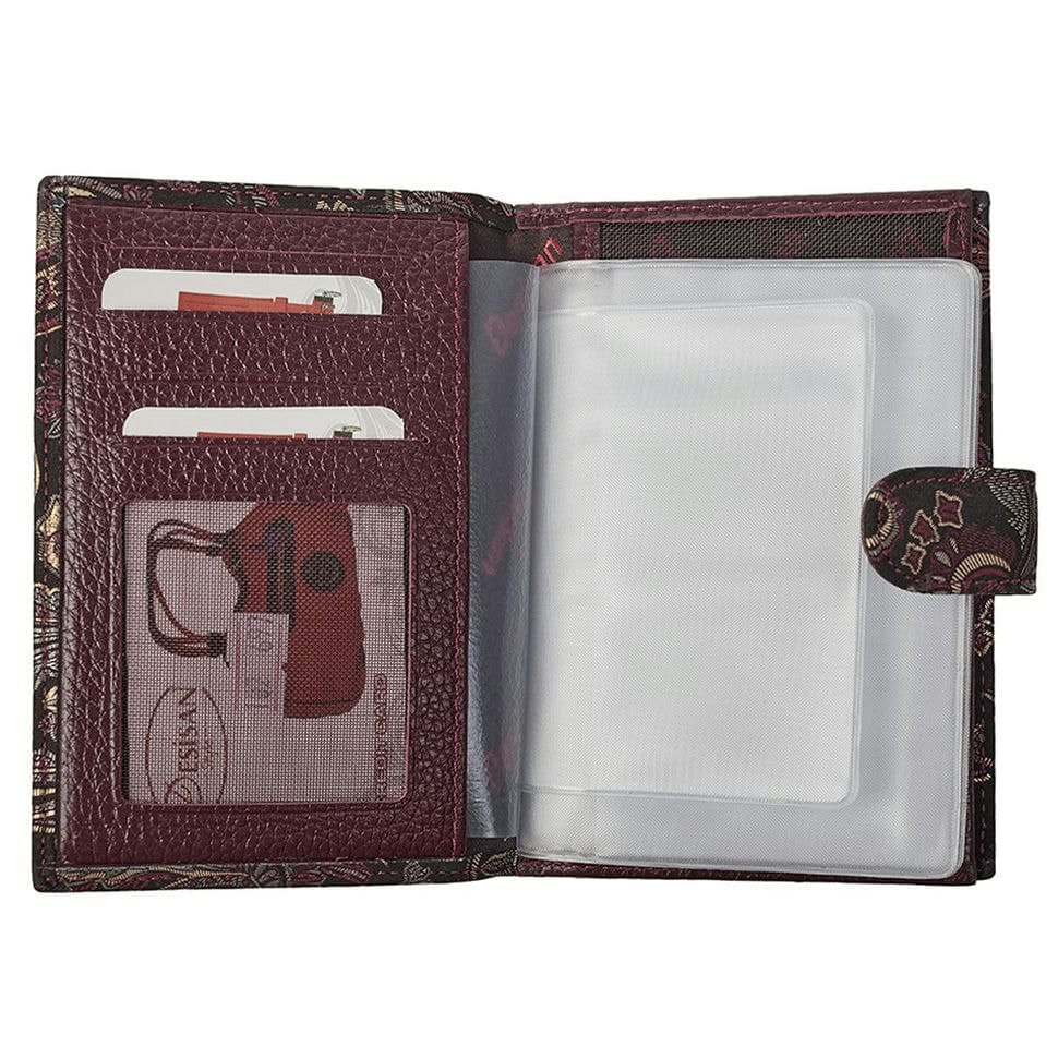 Обкладинка авто+паспорт шкіра Desisan 102-697 темно-червоні квіти