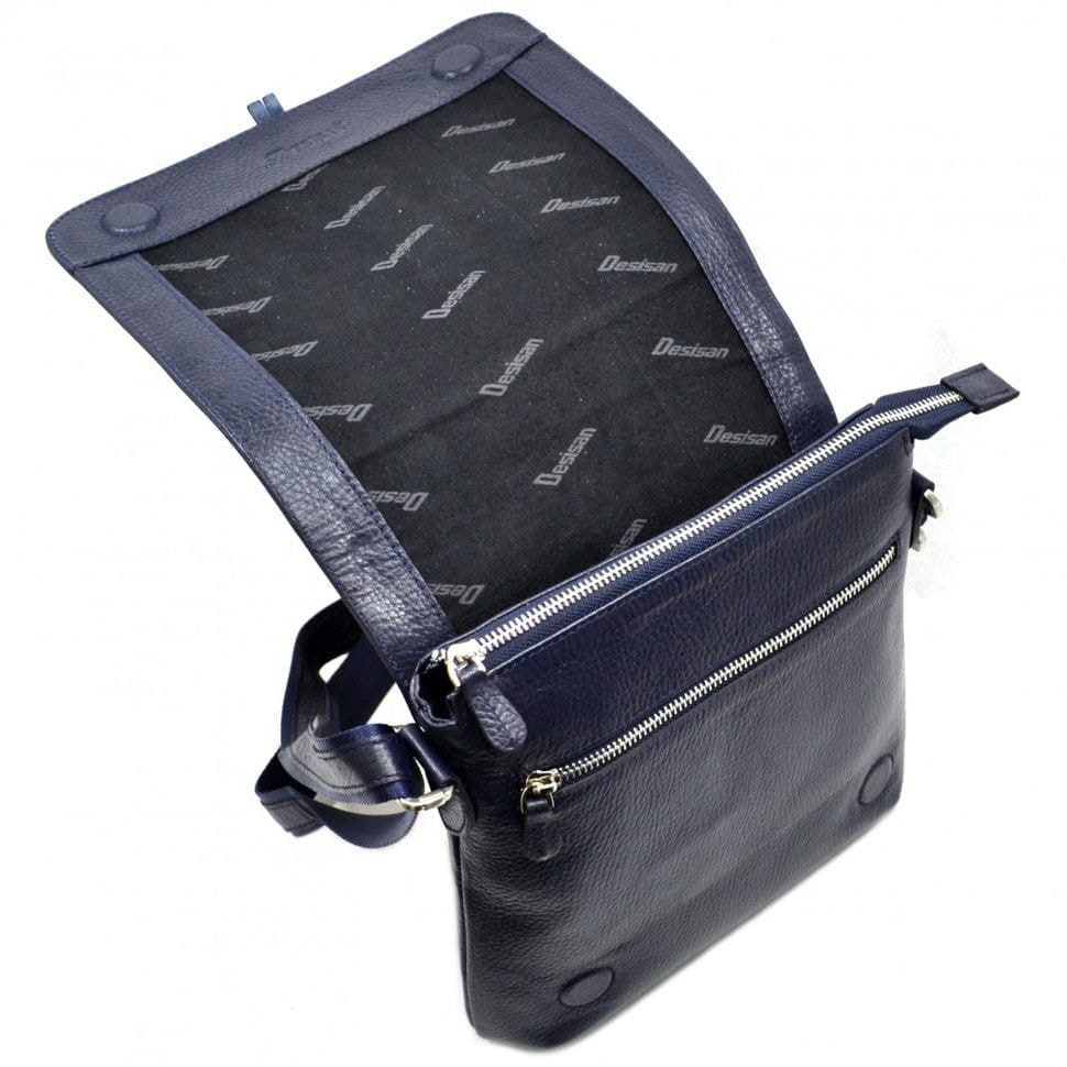 Барсетка м'яка шкіряна DESISAN 342-315 синій флотар
