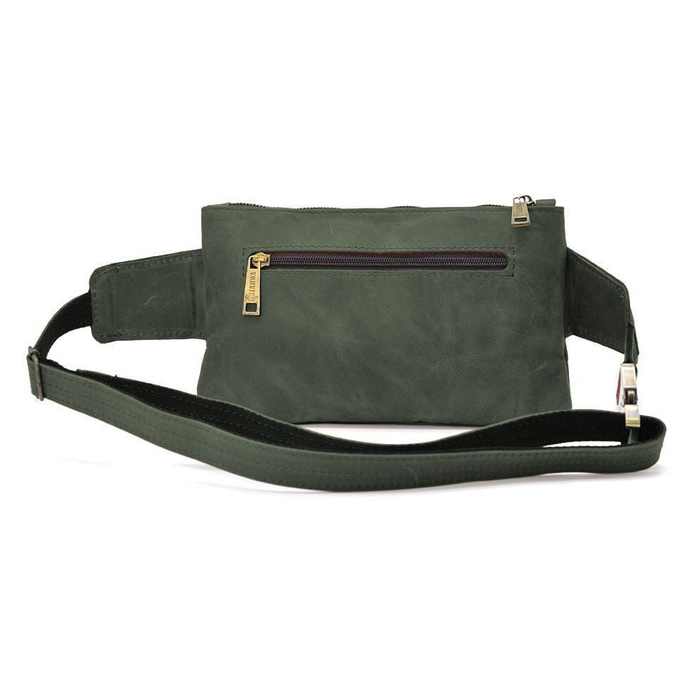 Поясна сумка шкіряна бананка RE-8137-4lx бренд TARWA зелена