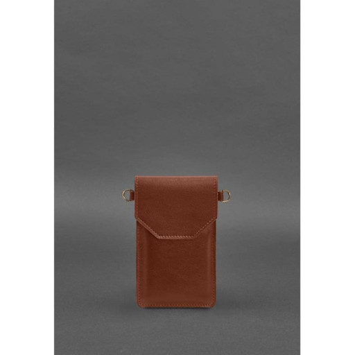 Шкіряна сумка-чохол для телефону світло-коричнева