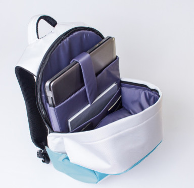 Modern anti-theft backpack BOOSTER white-blue from MAD | born to win™