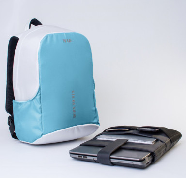 Modern anti-theft backpack BOOSTER white-blue from MAD | born to win™