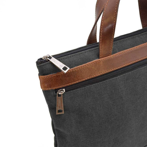 Сумка папка для документів А4 шкіра та канвас TARWA GGb-7100-4lx сіра