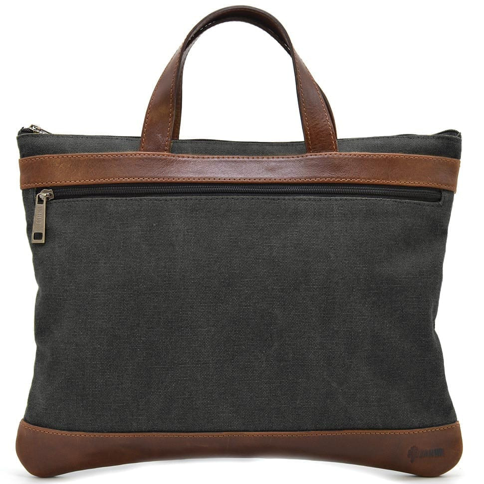 Сумка папка для документів А4 шкіра та канвас TARWA GGb-7100-4lx сіра