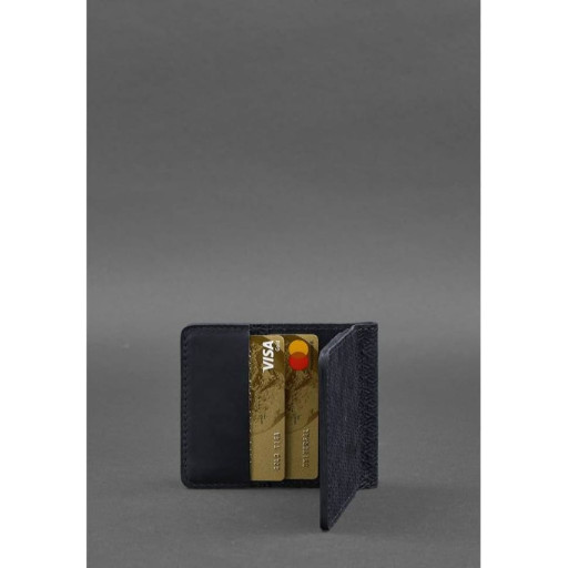 Чоловічий шкіряний портмоне синій 1.0 затискач для грошей Карбон