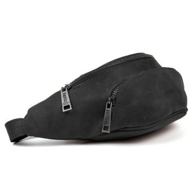 Leather banana bag with front pocket RA-30351-3md TARWA