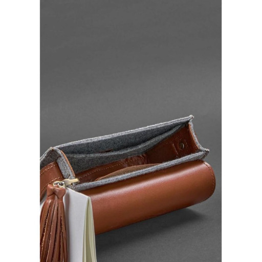 Фетрова жіноча бохо-сумка Лілу зі шкіряними коричневими вставками