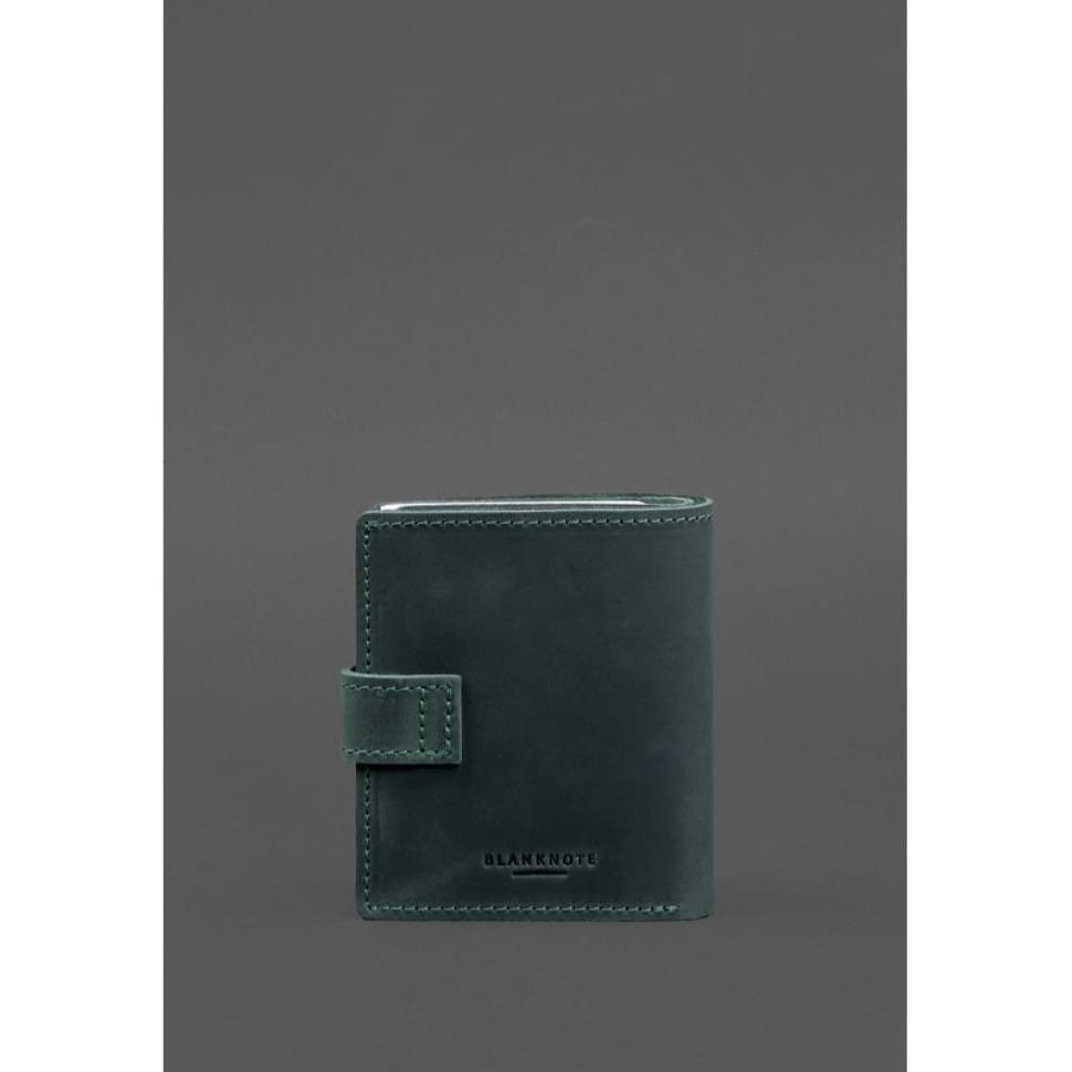 Leather wallet cover for a traffic police officer's ID with a pocket for a badge 11.3 green Crazy Horse