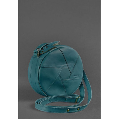 Leather round women's bag Bon-Bon green