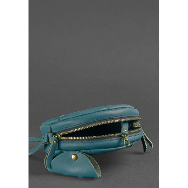 Leather round women's bag Bon-Bon green