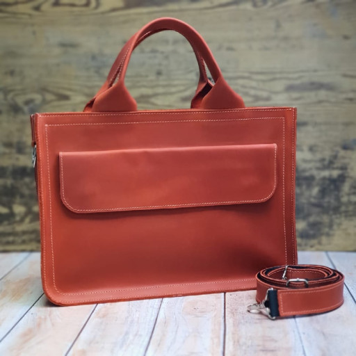 Шкіряна офісна сумка BGS червоного кольору BGS3077