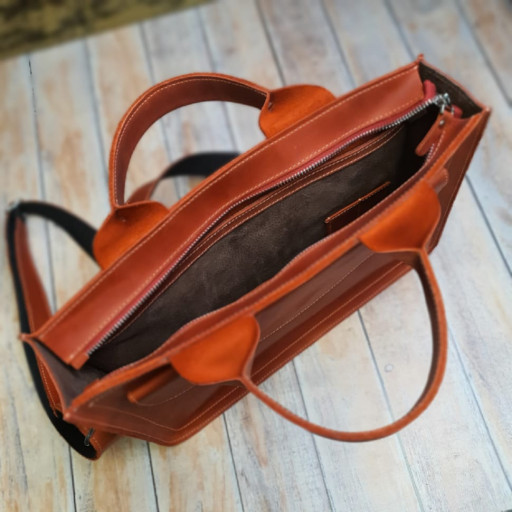 Шкіряна офісна сумка BGS червоного кольору BGS3077