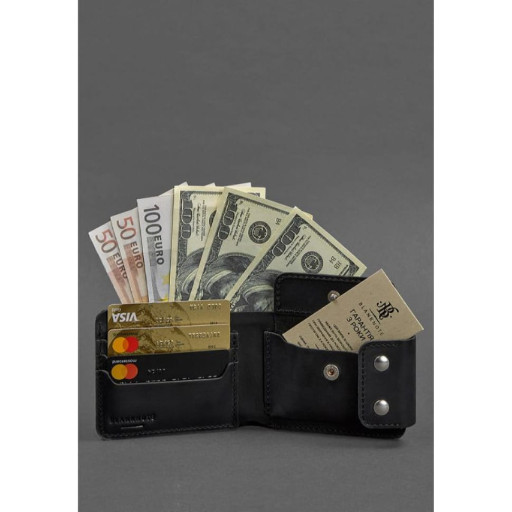 Чоловічий шкіряний портмоне Zeus 9.0 чорний Crazy Horse