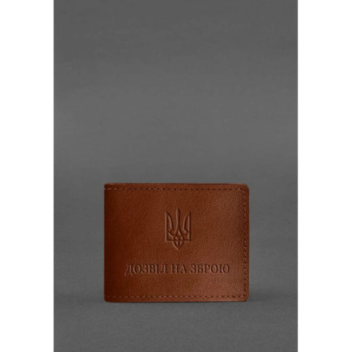 Шкіряна обкладинка для дозволу на зброю світло-коричнева