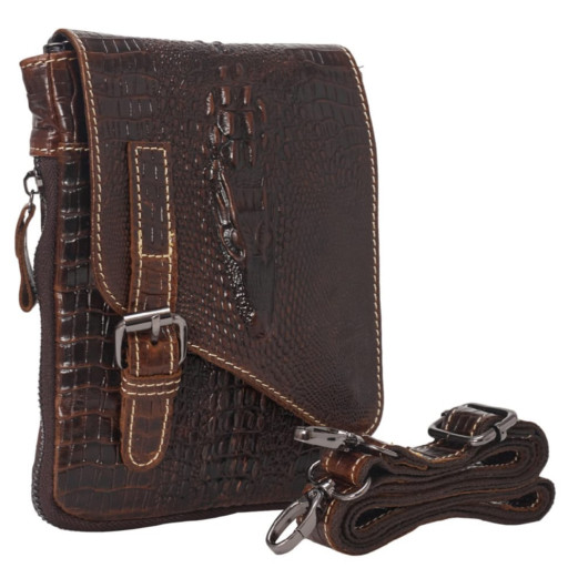 Чоловічі шкіряні сумки через плече BUFFALO BAGS M8000C коричневий кроко