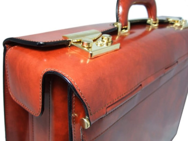 Pratesi RSE388 - Lorenzo il Magnifico Pilot Case in cow leather Radica Mustard