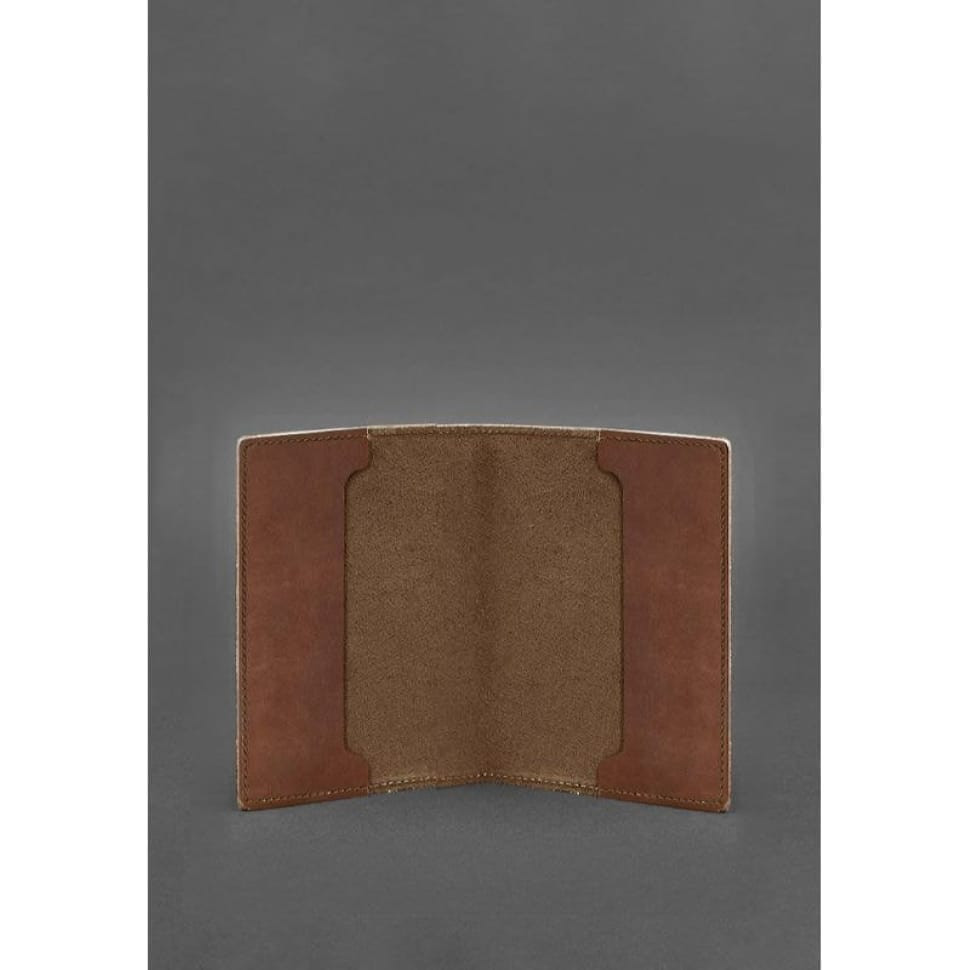 Leather cover for service ID of a serviceman of the State Special Communications Service light brown Crazy Horse