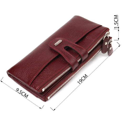 Гарний гаманець із натуральної зернистої шкіри CANPELLINI 21636 Бордовий