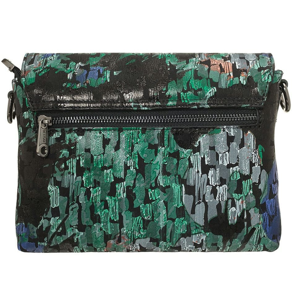 Сумка жіноча шкіряна Desisan 2010-418 чорно-зелений квіти