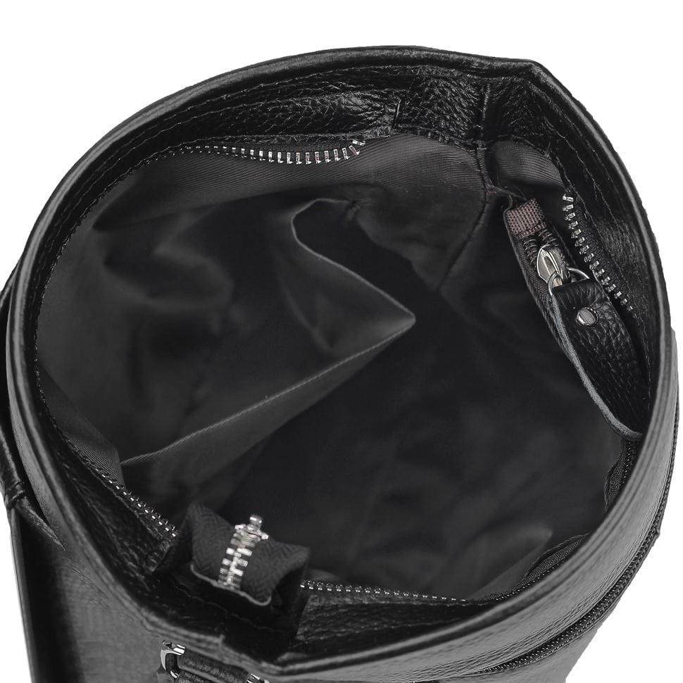 Чоловіча шкіряна сумка через плече чорна Tiding Bag A25F-9913-3A