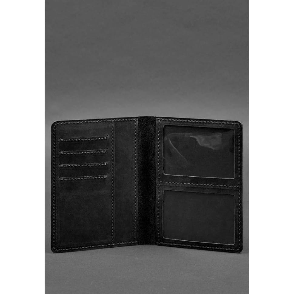 Leather document organizer cover 6.1 black Crazy Horse