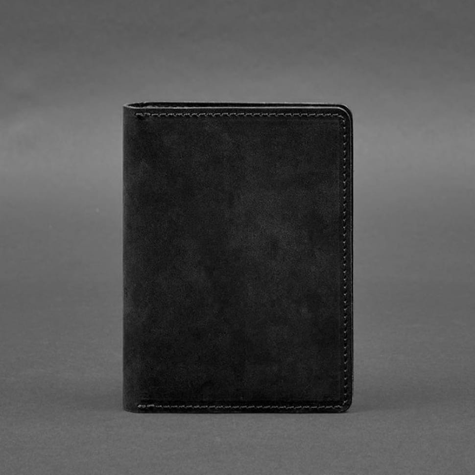 Leather document organizer cover 6.1 black Crazy Horse
