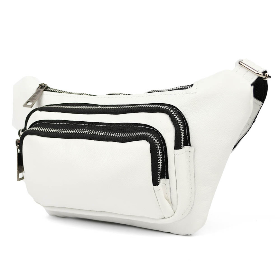 Leather fanny pack waist bag white GS-8179-3md TARWA