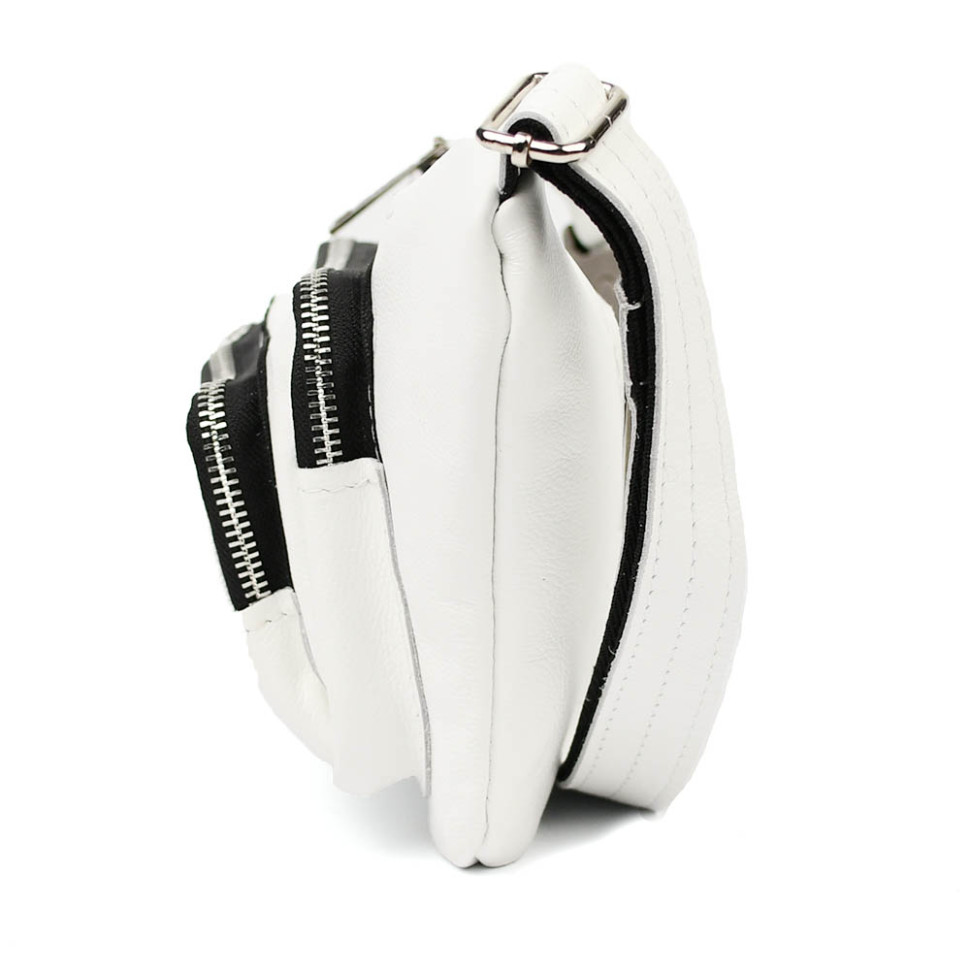 Leather fanny pack waist bag white GS-8179-3md TARWA