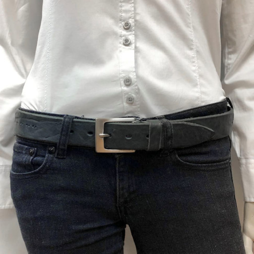 Шкіряний ремень 0106 blu синій TONY PEROTTI