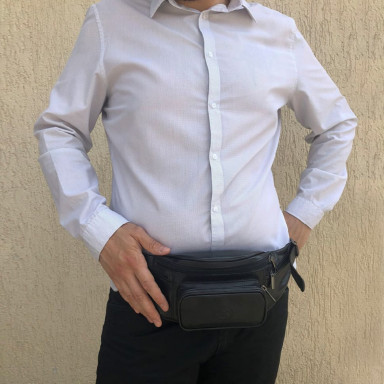 Leather bag (banana) Italico 8018 nero black