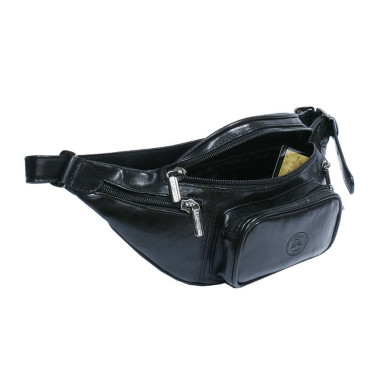 Leather bag (banana) Italico 8018 nero black