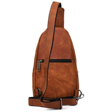 Mens sling backpack leather cognac TARWA RB-0116-3md